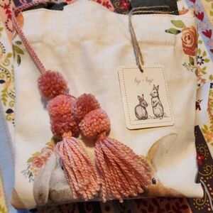 Cream and Pink Bunny Art Shoulder Bag